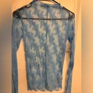 Free People Blue Lace Long Sleeve Top